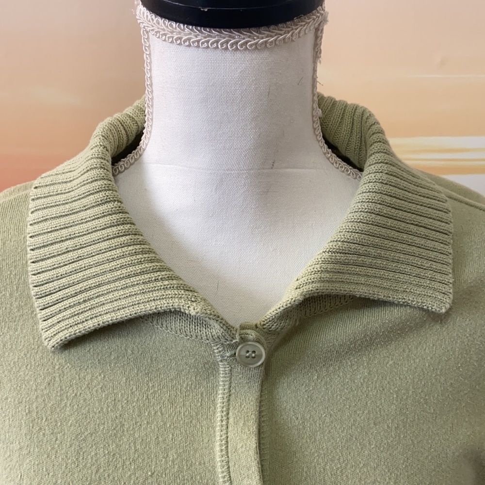 Eddie Bauer light sage green cardigan with collar, XXL - Picture 2 of 7